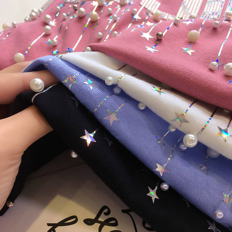 

20190502 A New Loose Flash Star Letter Printed T-shirt, White