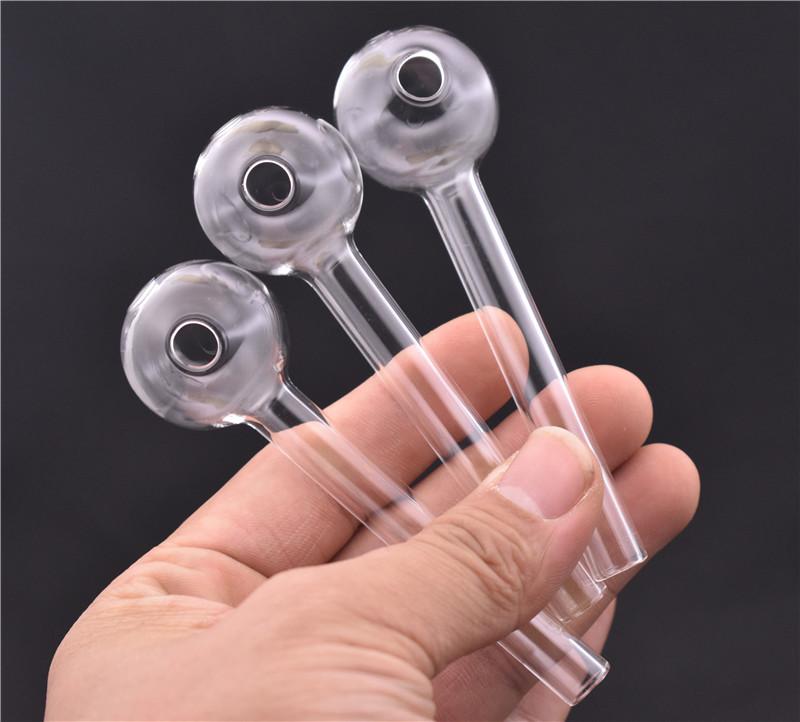 

4 Inch(10cm) 30mm bubbler Clear Pyrex Glass Oil burner pipe transparent Oil Burner Glass Tube Oil Burning Pipe glass pipes water pipes
