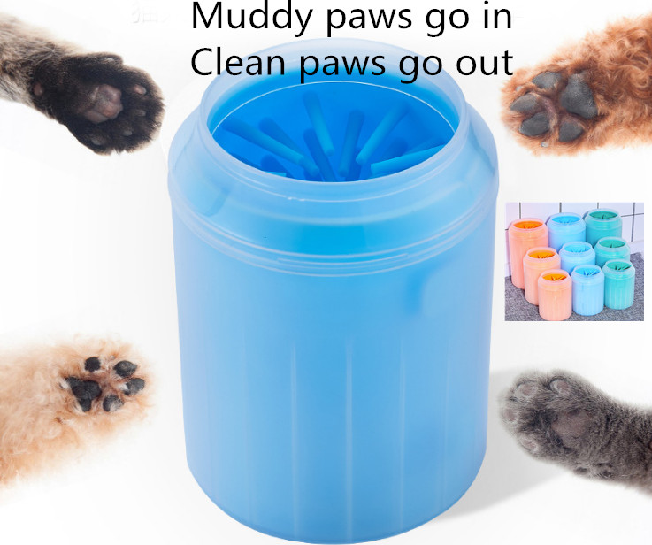 

Free shipping Pet Dog Paw Washer Cats Dogs Foot Clean Cup For Dogs Cats Cleaning Tool Soft silcon Washing Brush Pet Accessories for Dog, Blue