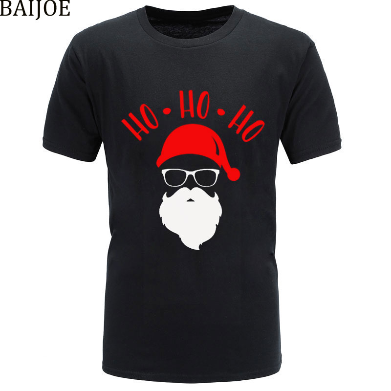 

2021 New Christmas Cute Cartoon Santa Ho Ho Ho T-shirt Men Funny Clothing Top Christmas Soft And Comfortable homme Tee, White