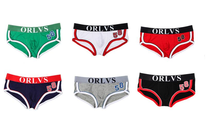 

Men boxer briefs Orlvs elastic breathable cotton four-corner briefs men's solid color men's boxers 3piece/lot, Red