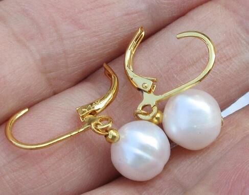 

NATURAL encanto 11-10mm oro perla del Mar del Sur pendientes 14 k/20 de oro, Silver