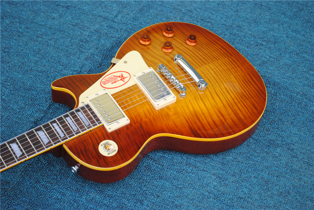Livraison gratuite, vente en gros custom shop 1959 R9 tigre flamme thermique guitare électrique standard guitare électrique