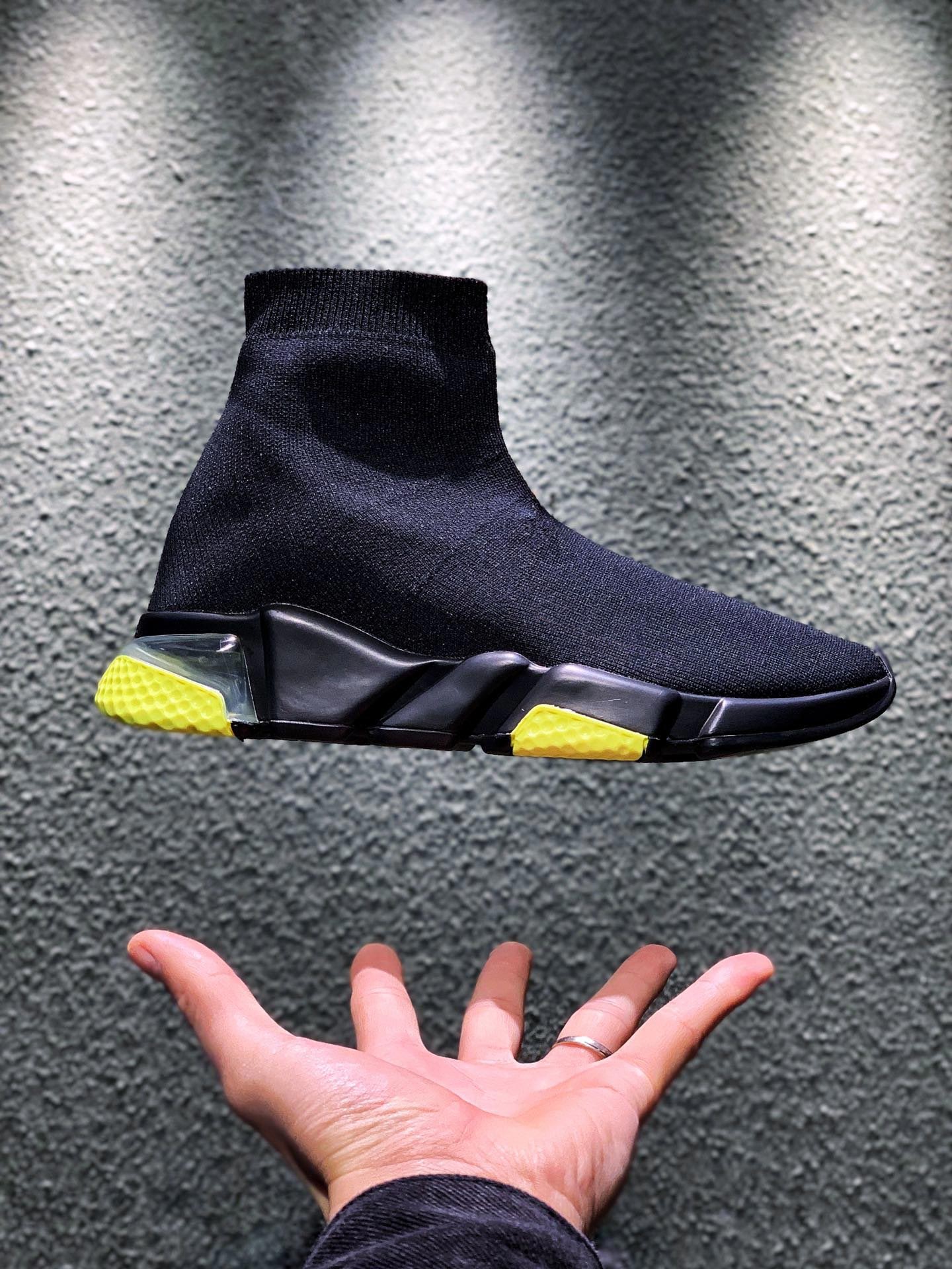 

Designer Speed Trainer Men Women High Sock Shoes Black Blue Red Solid Luxury Fashion Boots Trainers Runner Walking Sneakers Size 36-45, As picture