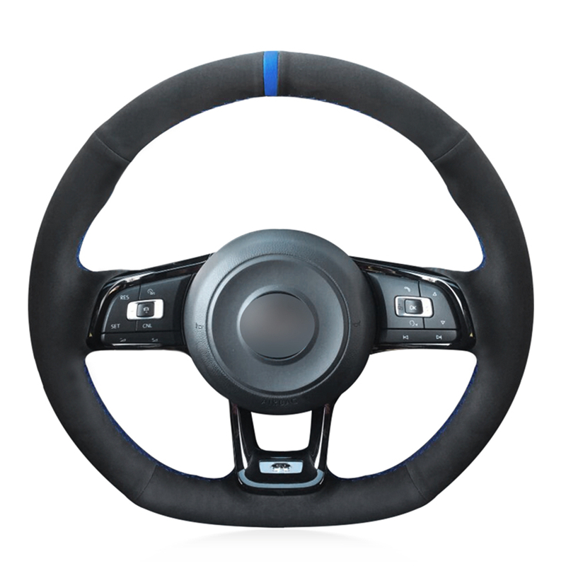 

Black Suede DIY Hand Sew Car Steering Wheel Cover for Volkswagen VW Golf 7 GTI Golf R MK7 VW Polo GTI Scirocco 2015 2016