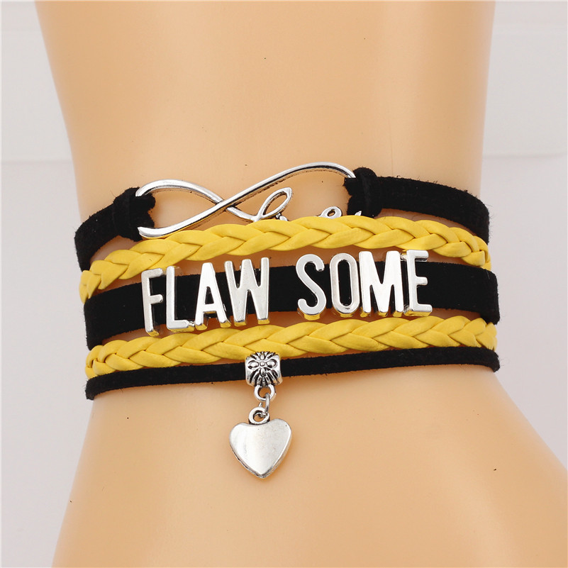 

New Fashion Flaw Some Infinity Love Cute Heart Charm Multi-layer Bracelet Handmade Leather Bracelets Punk Jewelry For Men&women