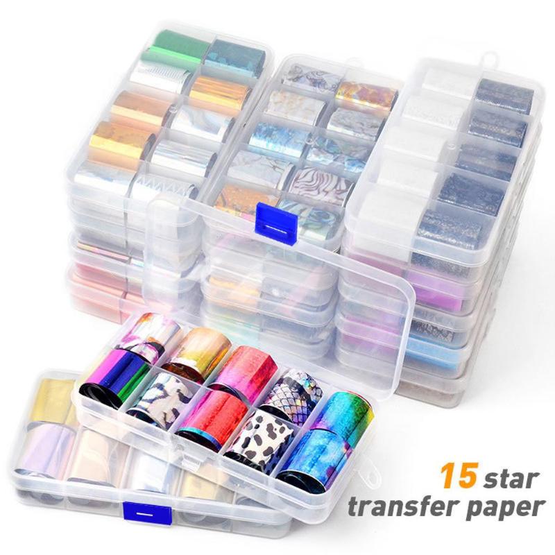 

10 * 2.5 Nail Star Sticker Box Pack With Starry Transfer Colorful Star Paper Set