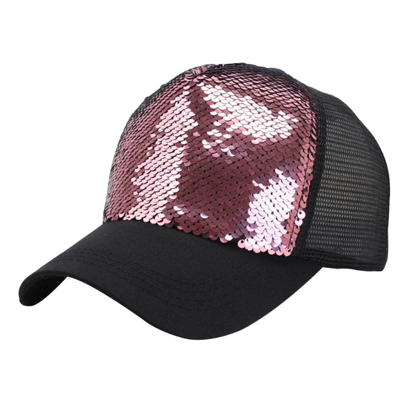 

Spring Baseball Cap Fashion Sequins Gift Casual Cotton Men Women Sunshade Adjustable Snapback Hats Girls Boys Mesh Summer, Black
