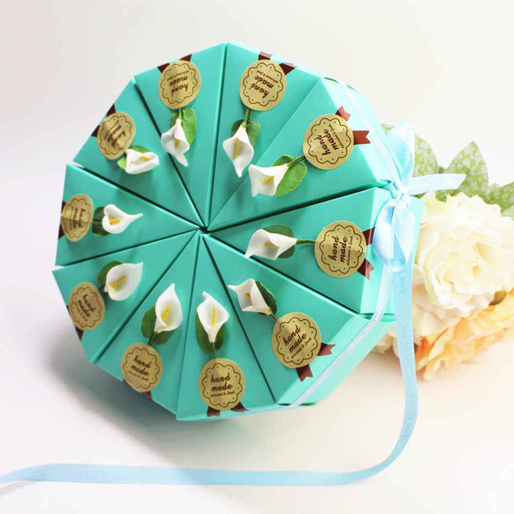 

10pcs Cake Shape Paper Candy Box Wedding Gift Boxes For Guest DIY Handmade Sugar Boxes Party Favors For Birthday Bridal Shower