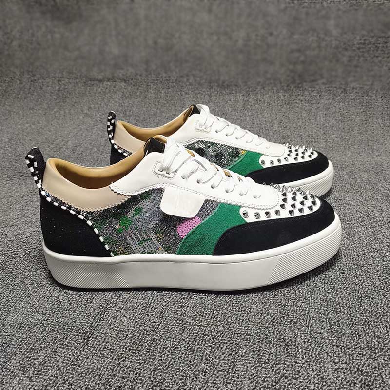 

Red Bottoms Mens Shoes Spikes Flat Sneakers High Quality Men Designer Shoe Size 38-47 Model HA01