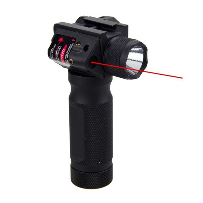 

Tactical Quick Detachable Vertical Grip Aluminum Flashlight CREE LED Hunting Gun Light Integrated with Red Laser