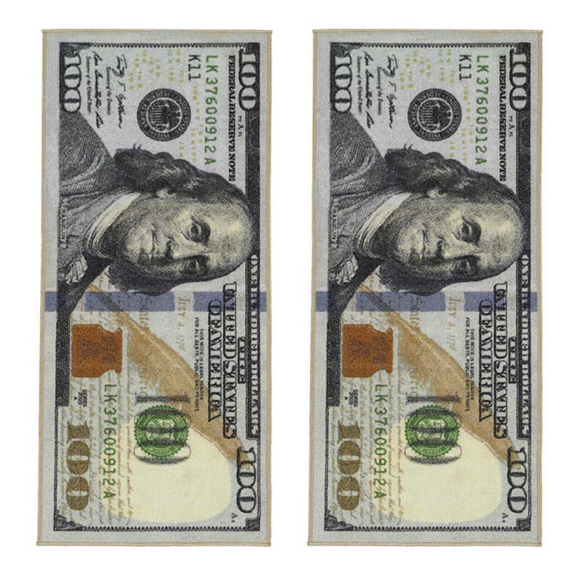 

Crative Non-Slip Area Rug Modern Home Decor Carpet Runner Dollar Printed Carpet One Hundred Dollar 100 Bill Print, As show