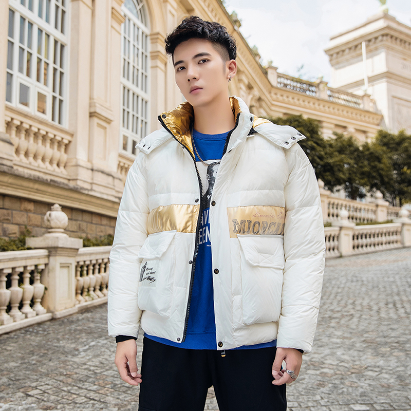 

New Fashion Men's Winter Jacket Thick Coat 90% White duck down Windbreaker Couple Down Jackets Male Hooded Thermal Coat, Black