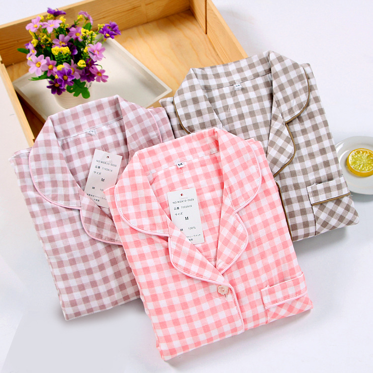 

Pajamas Set Shirt+pants Korea Cute Full Cotton Sleepwear Set Lovers Women New Ladies Femme Turn-down Collar Female Homewear, Style 14