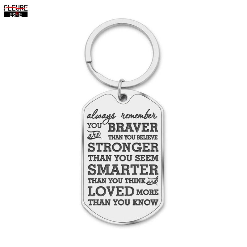 

Birthday Graduation Gift Keychain for Teen Boys Girls Son Daughter Teenage Women Men Always Remember You Are Braver Keyring