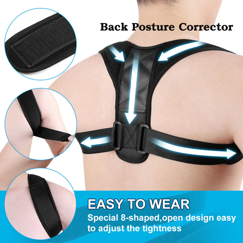 

Brace Support Belt Adjustable Back Posture Corrector Clavicle Spine Back, As pic