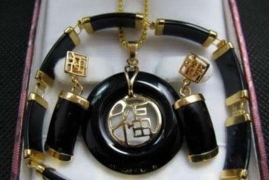 

jewelry Fine Black jade pendant necklace bracelet earringsqwfVG, Mixed colors
