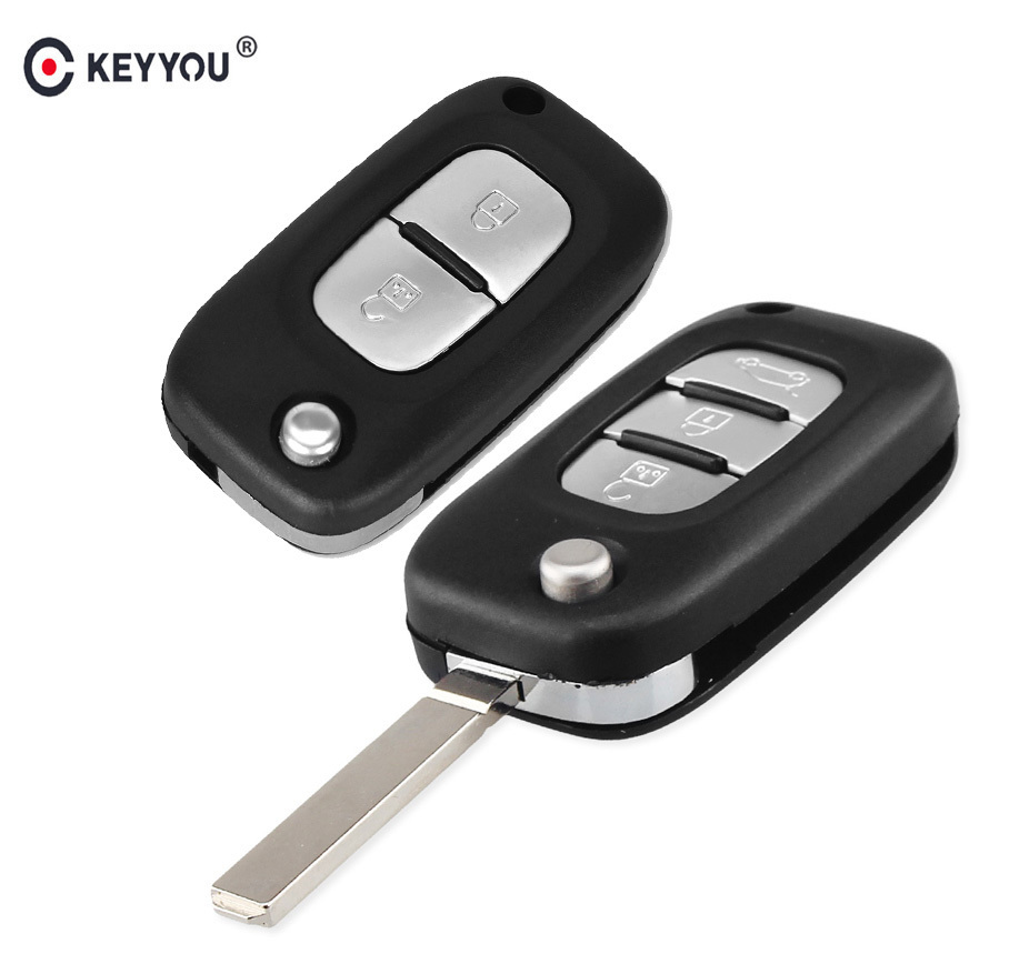 

2/3 Buttons Car Remote Key Case Cover Flip Fob Folding Uncut Blade Shell For Renault Fluence Clio /megane /kangoo Modus, Black