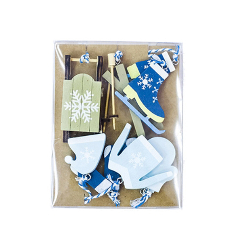 

1Set Creative Christmas Wooden Pendants Ornaments Xmas Tree Ornaments Kids Gift Ski Pendants Craft Gifts DIY Party Decorations