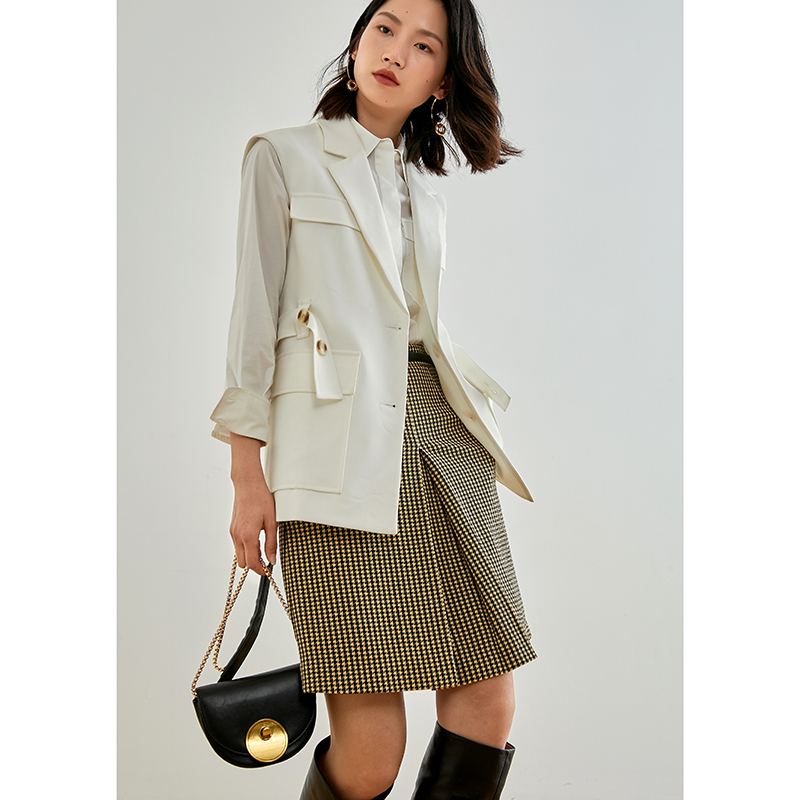 

2020 new fashion casual women' clothing Women' suit waistcoat jacket lace fashion trendy wild, Beige
