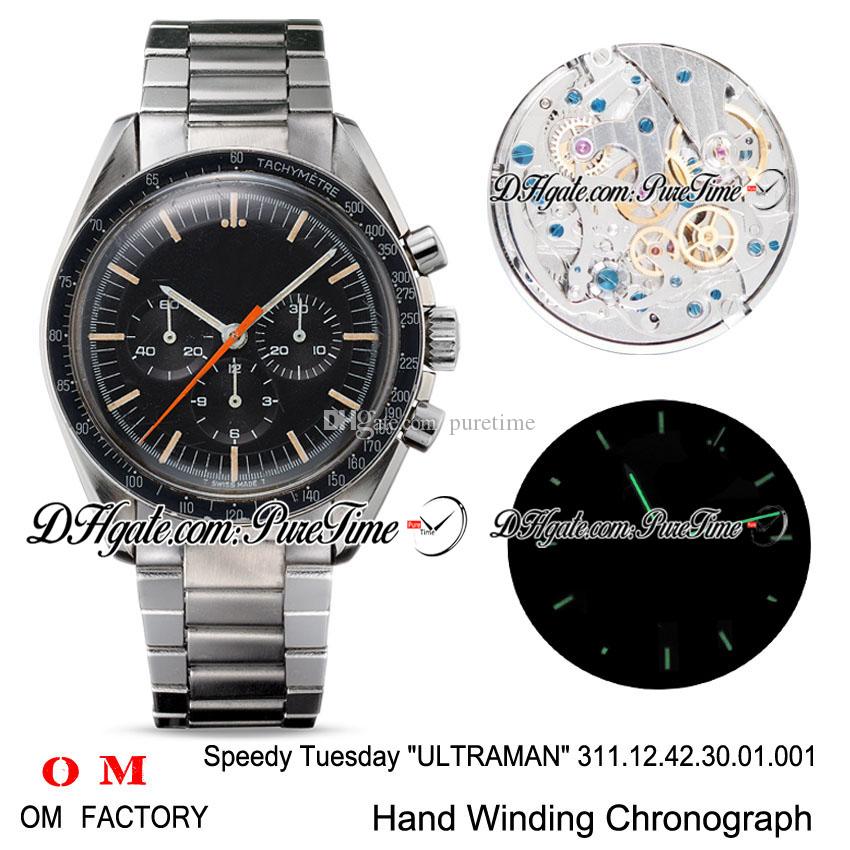 

OMF Moonwatch Speedy Tuesday 2 Ultraman Manual Winding Chronograph Mens Watch Black Dial Stainless Steel Bracelet Best Edition New Puretime, Customized waterproof service