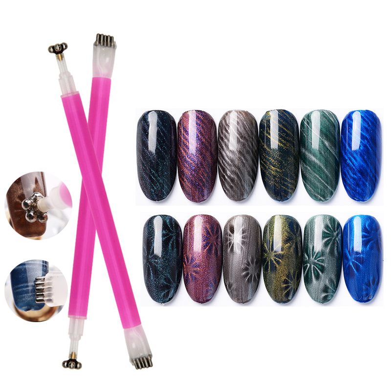 

Cat Eye Gel Polish Rod Wedding Flower Stripe Effect Strong Magnetic Pen Semi Permanent Magnet Pen Stick Magnetic Nail Art Tool, White