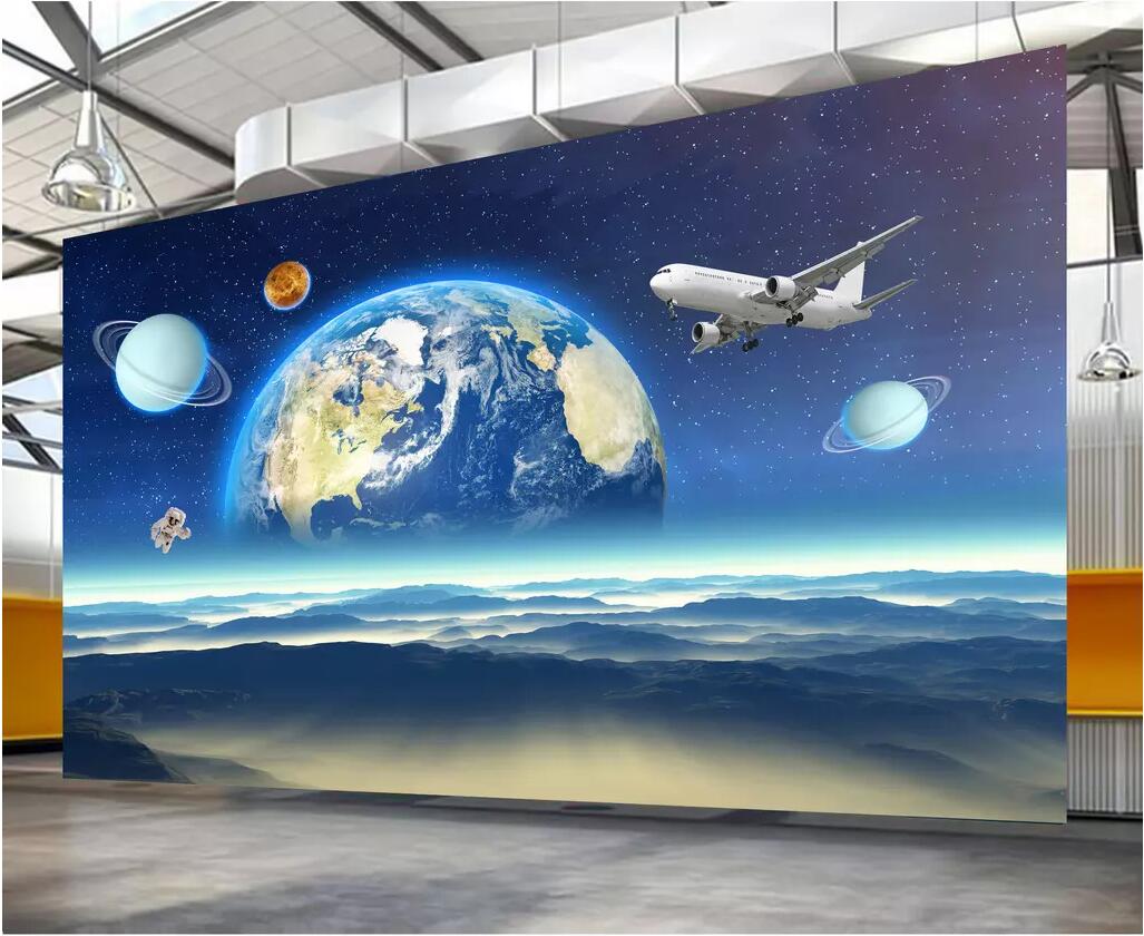 

3d room wallpaper custom photo non-woven mural Space look earth moon starry sky galaxy space chinese dream back wallpaper for walls 3 d, Picture shows