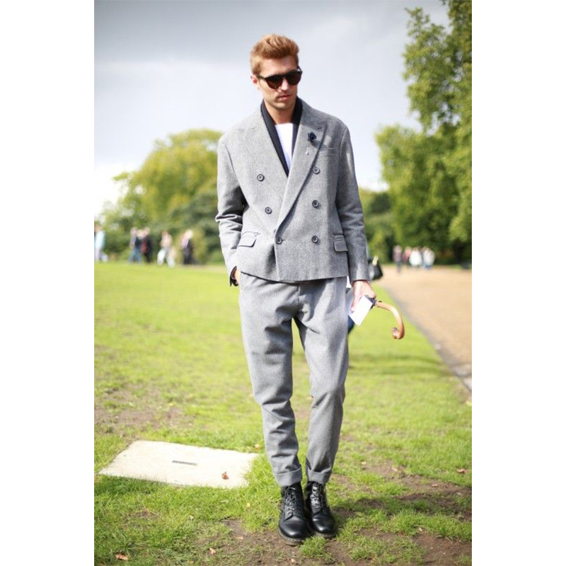 

Unique Coat Pant Designs Grey Tweed Double Breasted Wedding Suits for Men Stylish Terno Slim Fit 2 Pieces Tuxedo Masculino, Custom-made