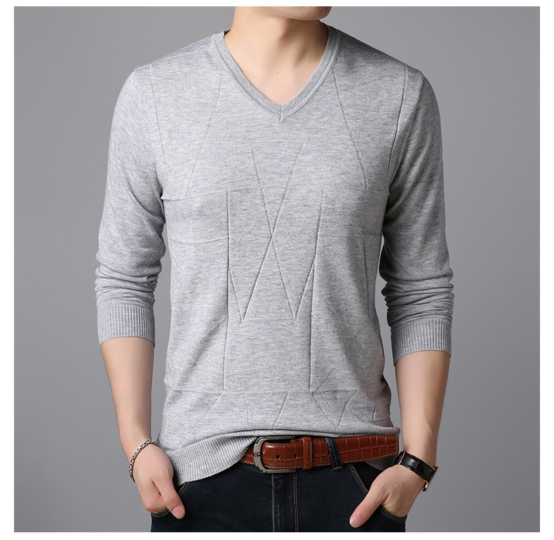 

Autumn winter V-neck thin long sleeve Knitted sweaters Men's Tide slim warm sweaters 1159, 06