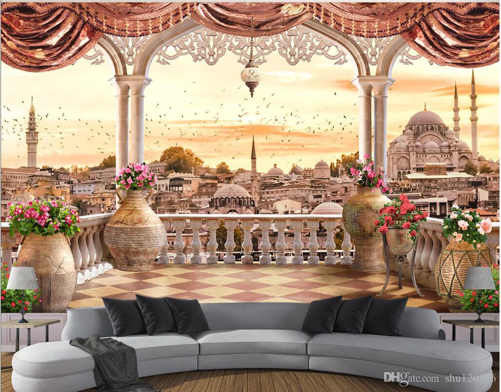 

3d wallpaper on the wall custom photo mural Balcony turkish landscape Background wall living Room wallpaper for walls 3 d Home decoration, Non-woven wallpaper