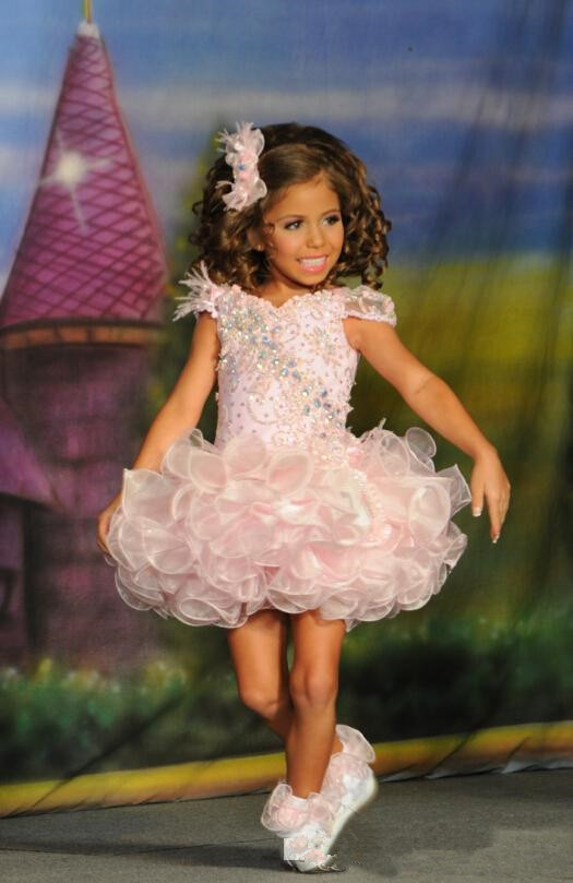 

Lovely Light Pink Ruffles Organza Girls' Pageant Dresses with Beaded Rhinestone Off Shoulder Baby/Toddler Flower Girls' Dresses, Black