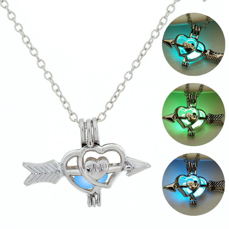 

Noctilucent Pearl Necklace Woman Personality Hollow Out Diy One Arrow Go Pendeloque Cut Clavicle Chain