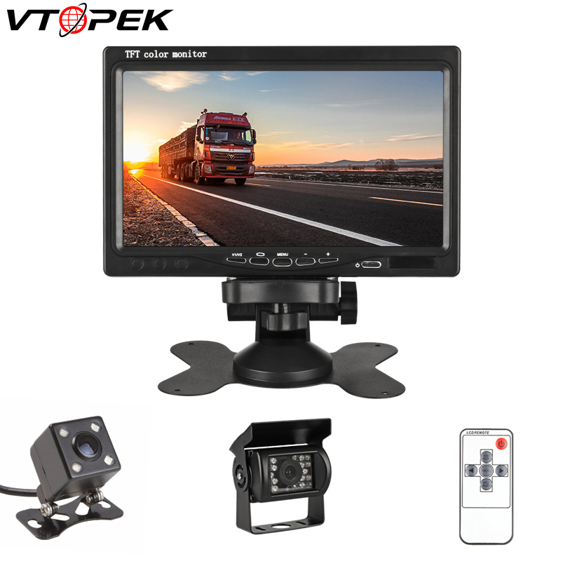 

Vtopek 7 Inch TFT LCD Car Monitor Display Wired Cameras Parking System for Bus Truck Rearview Monitors Reverse Camera Screen