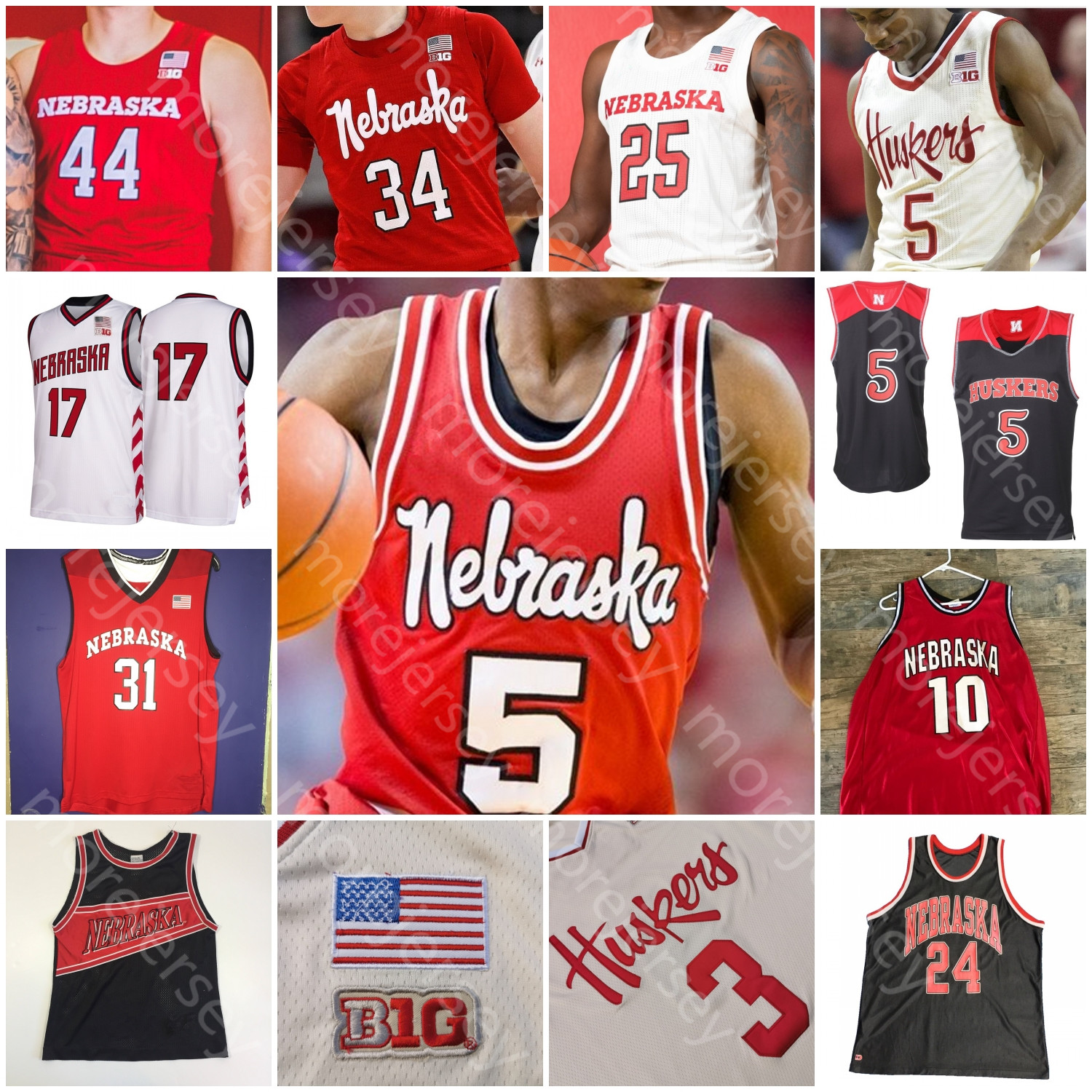 

Custom Nebraska Cornhuskers Basketball Jersey NCAA College Dachon Burke Jr. Cam Mack Haanif Cheatham Green Kevin Cross Kavas Thorbjarnarson, White 2019