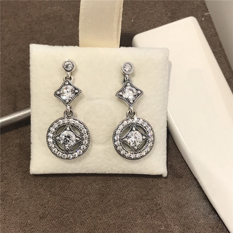 

Wholesale- intoxicating vintage earrings for Pandora 925 sterling silver CZ diamond temperament ladies earrings luxury designer jewelry