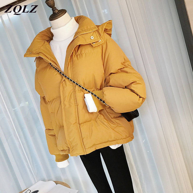 

ZQLZ Winter Jacket Women 2020 New Loose Oversize Hooded Short Parka Mujer Warm Thick Down Cotton Padded Winter Coats Female, Pea green parkas