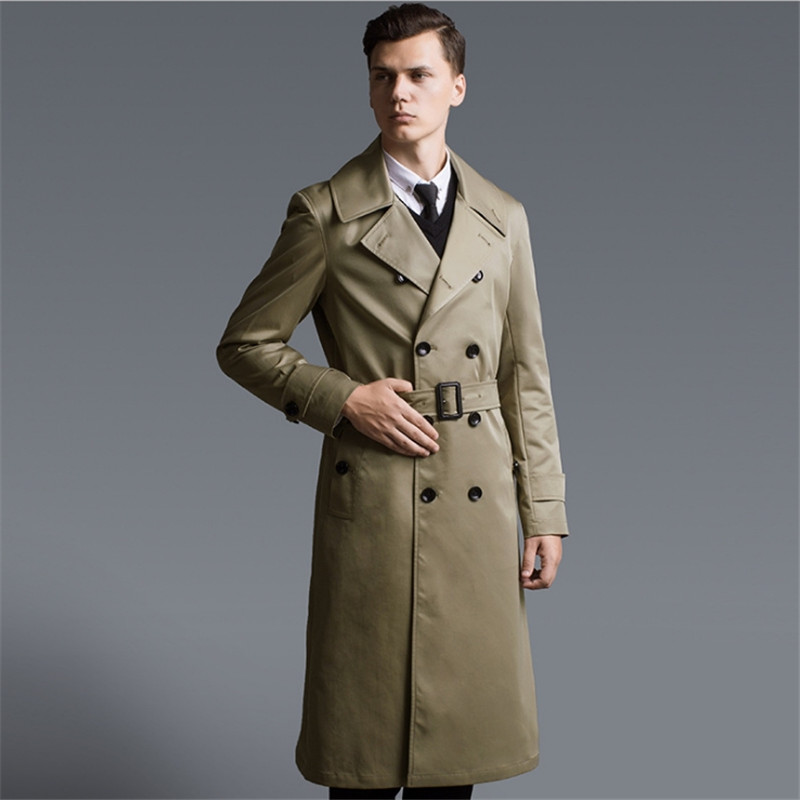 

Male Spring Autumn Slim England Trench Coats Male Big Size 6XL Pea Coat Gentleman Top Jackets As Gift Extra Long Coat Trench
