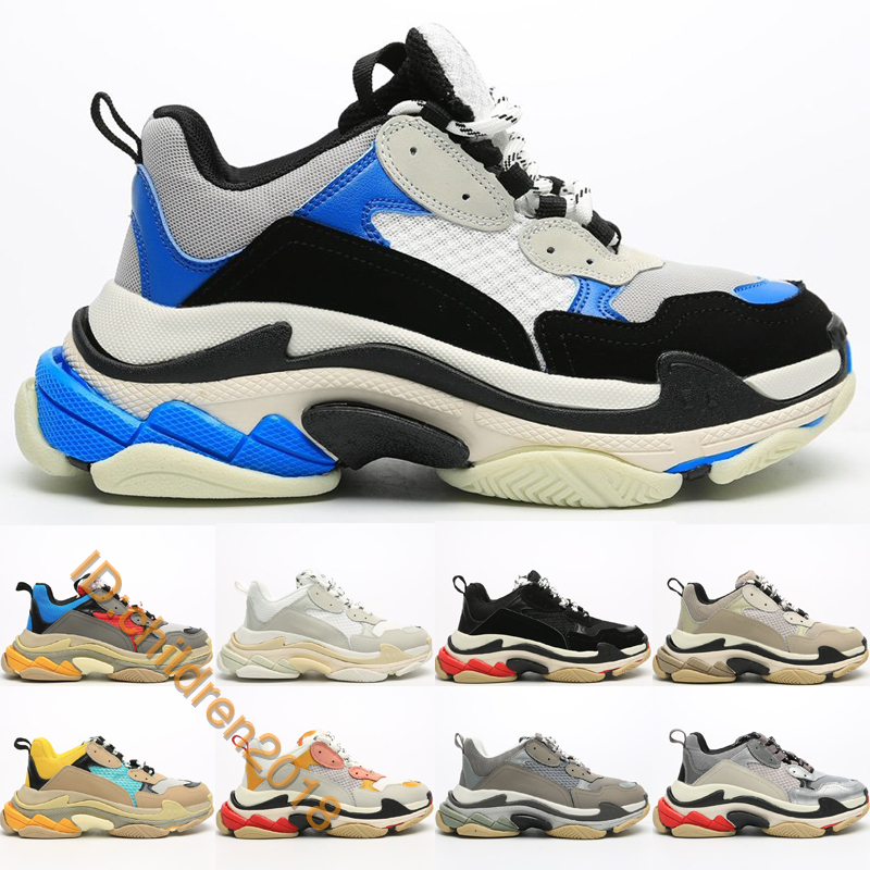 

Luxury Triple S Sneakers For Men Women 2020 Designers Casual Shoes Blue Triple Black Cream Yellow Black Vanille Outdoor Size 36-45, Split black grey