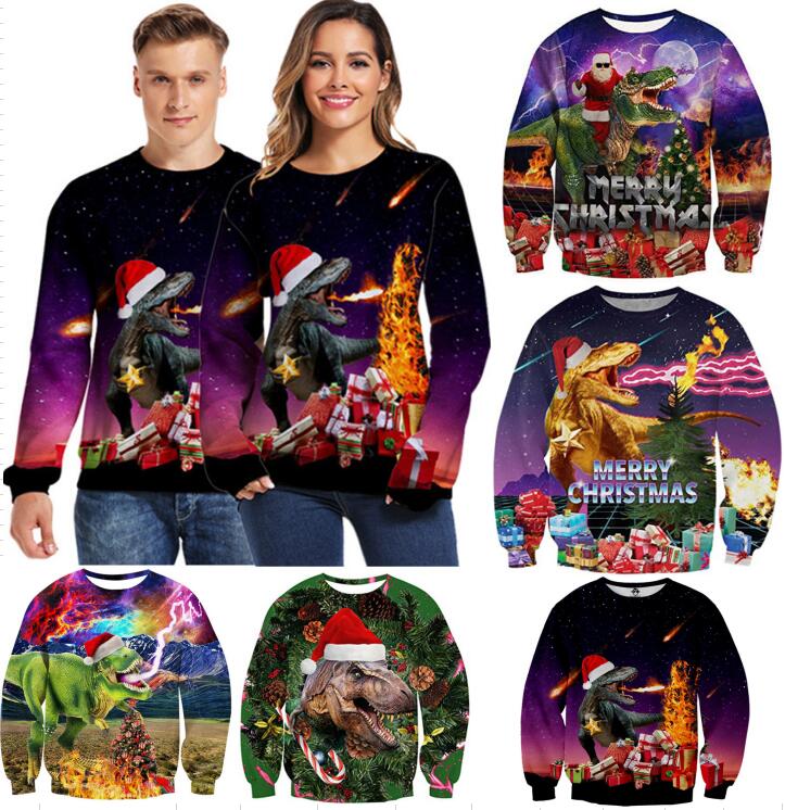 

Wholesale New Christmas Design Fashion Couples Mens Womens Unisex Cartoon Funny 3D Print Sweatshirt Casual tops Crewneck printed Jumper, Package bag