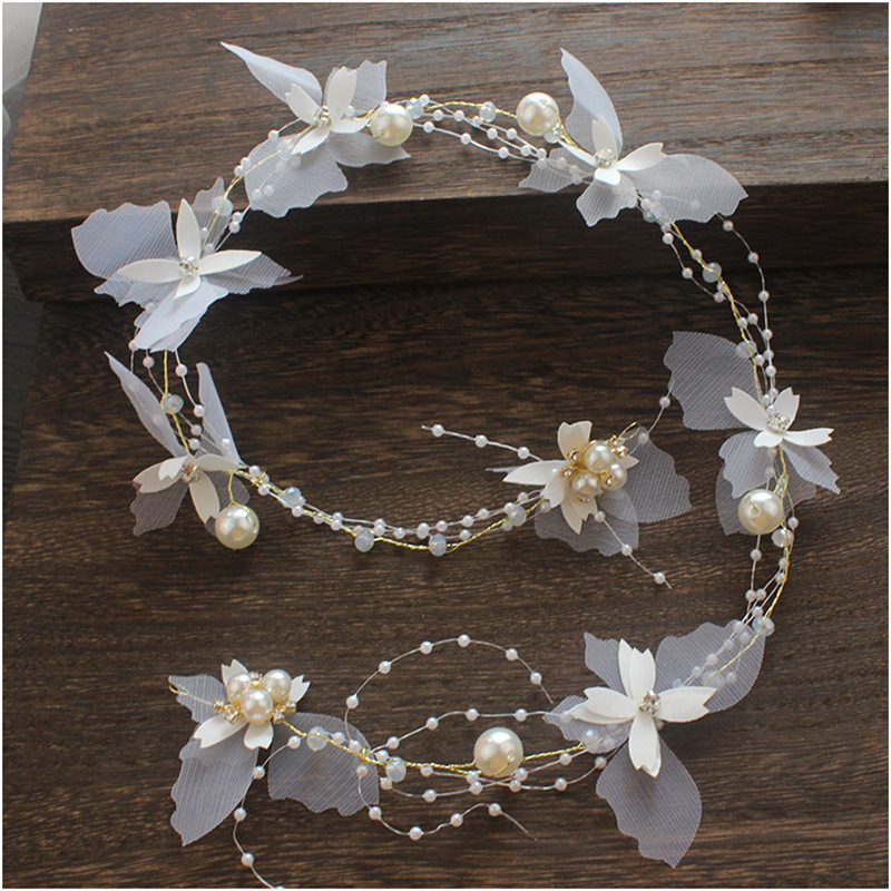 

Korean Bride Wedding Headwear Soft Bar Hair Band White Juan Yarn Hair Band Girl Full Dress Accessories