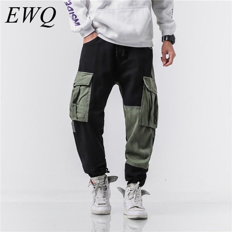 

EWQ / can ship men wear 2020 spring new hit Color casaul Pants Three-dimensional big Pocket Loose Tide sweatpants Overalls 9Y810, Color matching