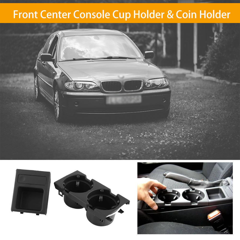 1PC Car Cup Holder Black Front Center Coin Holder For 3 Series E46 98-06