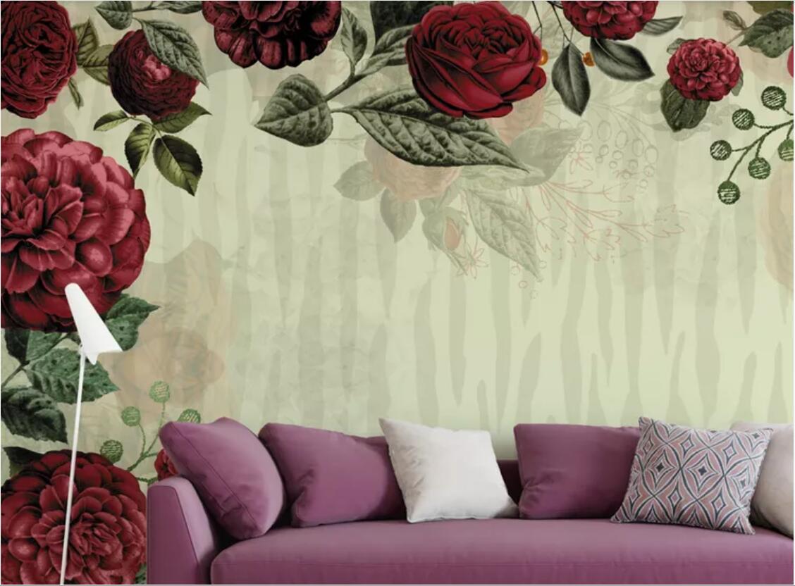 

3d room wallpaper custom photo mural Hand drawn modern american vintage floral background wall wallpaper for walls 3 d, Non-woven fabric