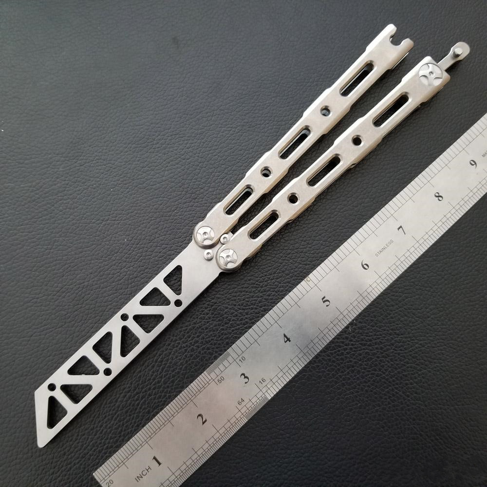 

Butterfly trainer knife 87 bm87 not sharp Butterfly Trainer One channel Titanium Handle (4.5")Bushing system collection artwork knives Adru