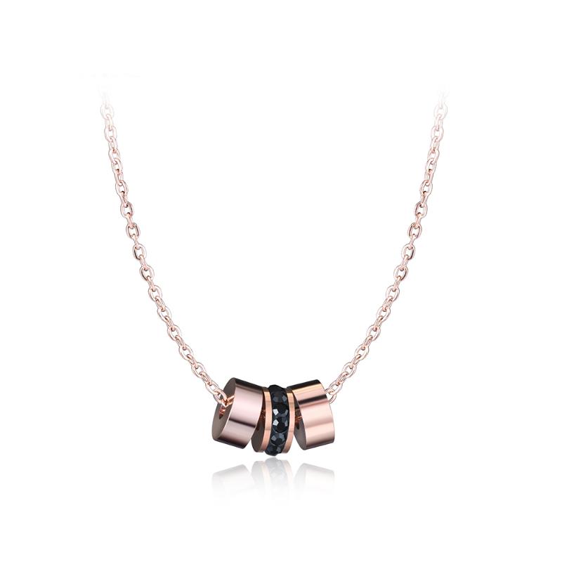 

Rose Gold Circles With Rhinestone Choker Necklace For Women Statement Brand Jewelry Stainless Steel Link Chain N17020
