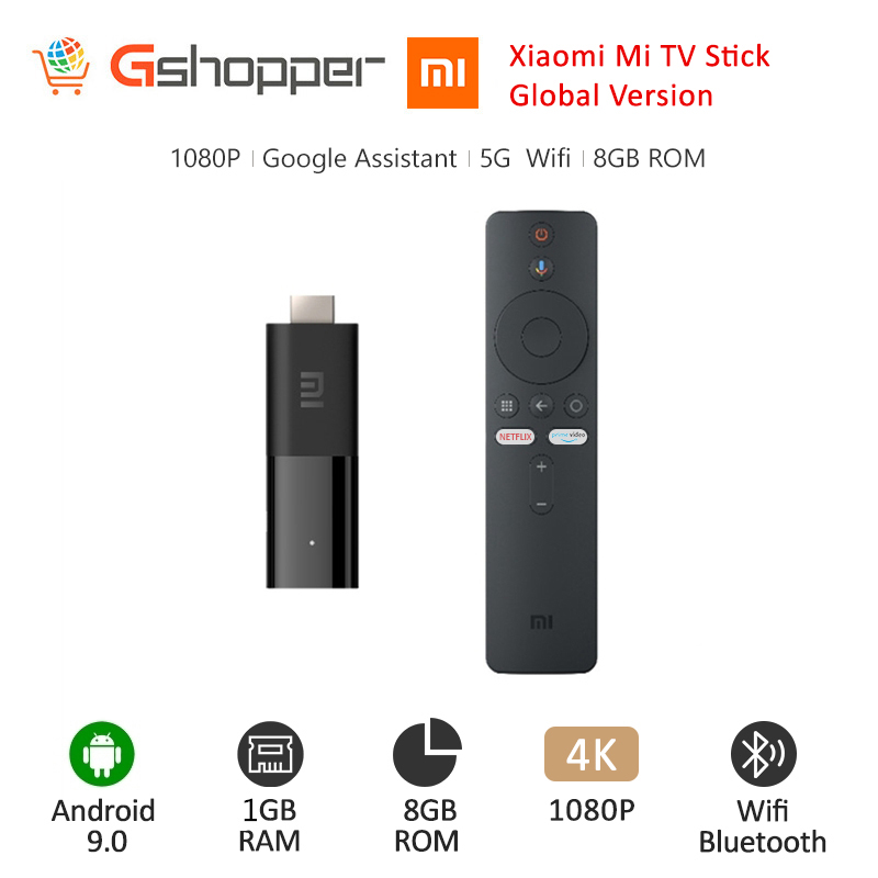

2020 Global Version Xiaomi Mi TV Stick Android TV 9.0 Quad-core Dolby DTS HD Dual Decoding 1GB RAM 8GB ROM Google Assistant Netflix