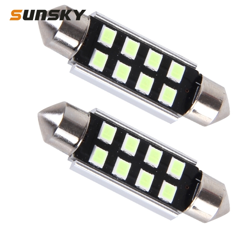 

2 PCS DC 12V 2W 39MM 41MM 36MM 31MM 8 SMD-3528 LEDs Bicuspid Port Decoding Car Dome Lamp LED Reading Light Ice Blue Light, As pic