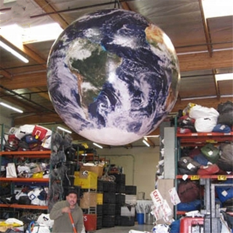 

Free Shipping Giant 3M Hanging Inflatable Earth Balloons/ Inflatable Earth Globe/Inflatable Planet LED Ball For Decoration