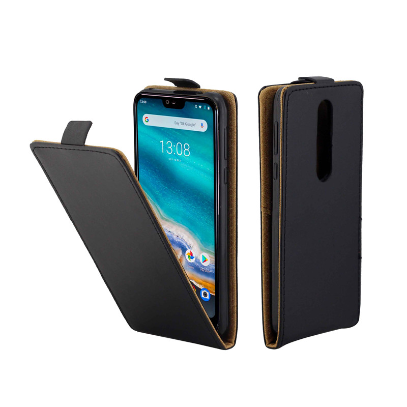 

Business Leather Case For Coque Nokia 7.1 Nokia7.1 Vertical Flip Cover Card Slot Cases Mobile Phone Bags, Black