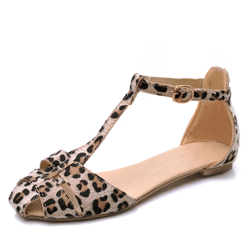 

Leopard Print Flat Heel Women's Sandals 2019 Summer Women Summer Shoes 2019 Summer Shoes Fashion Sandals Sweet, Black